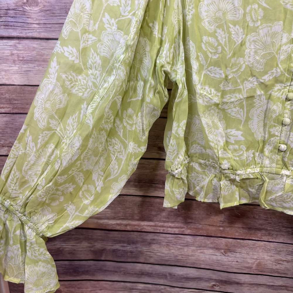 Anthropologie Light Green Floral Blouse - Picture 6 of 11